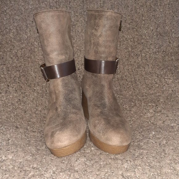 MICHAEL KORS-Lizzie Bootie-Distressed Brown Leather/Suede/Fur-Sz 8-Near Mint - Picture 4 of 9